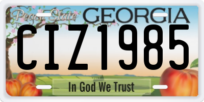 GA license plate CIZ1985