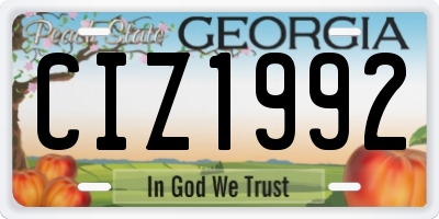 GA license plate CIZ1992