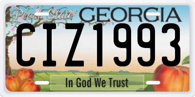 GA license plate CIZ1993