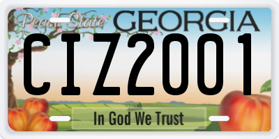 GA license plate CIZ2001