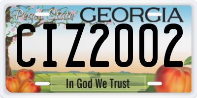 GA license plate CIZ2002