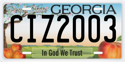GA license plate CIZ2003