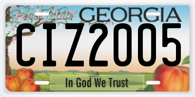 GA license plate CIZ2005