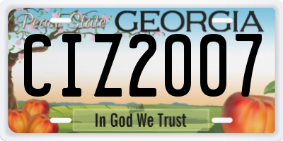GA license plate CIZ2007