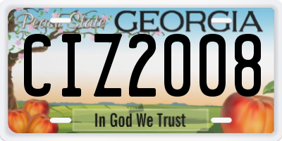 GA license plate CIZ2008