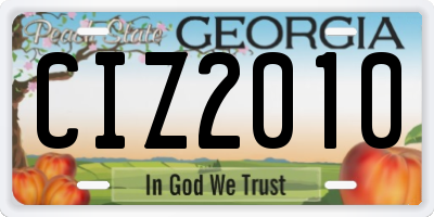 GA license plate CIZ2010