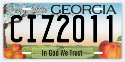 GA license plate CIZ2011