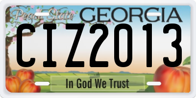 GA license plate CIZ2013