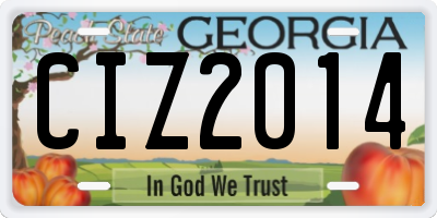 GA license plate CIZ2014