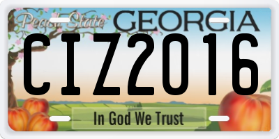 GA license plate CIZ2016