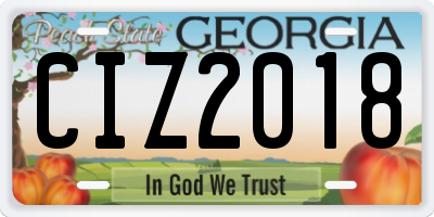 GA license plate CIZ2018