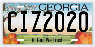 GA license plate CIZ2020
