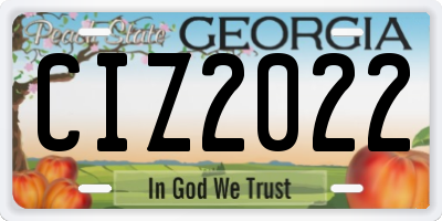 GA license plate CIZ2022