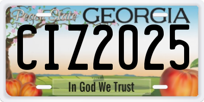 GA license plate CIZ2025