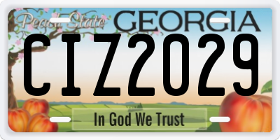 GA license plate CIZ2029