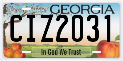 GA license plate CIZ2031