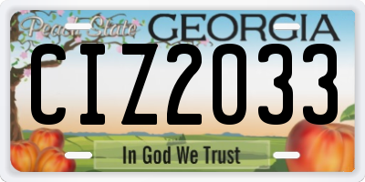 GA license plate CIZ2033