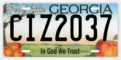 GA license plate CIZ2037