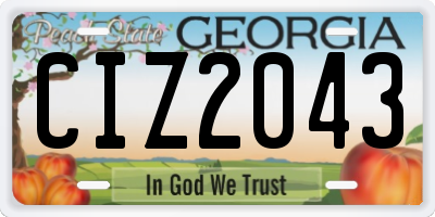 GA license plate CIZ2043