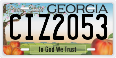 GA license plate CIZ2053