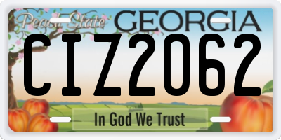 GA license plate CIZ2062