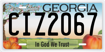 GA license plate CIZ2067