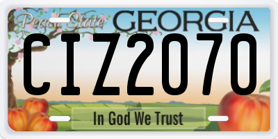 GA license plate CIZ2070