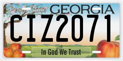 GA license plate CIZ2071