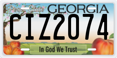 GA license plate CIZ2074