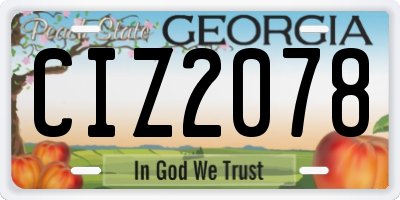 GA license plate CIZ2078