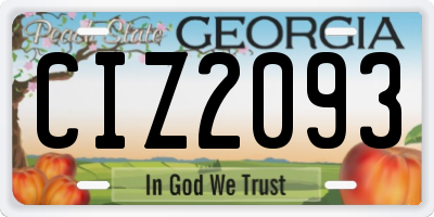 GA license plate CIZ2093