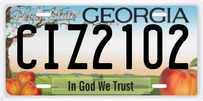 GA license plate CIZ2102