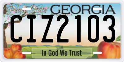 GA license plate CIZ2103