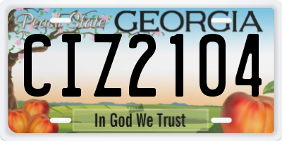 GA license plate CIZ2104