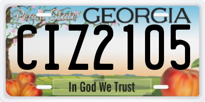 GA license plate CIZ2105