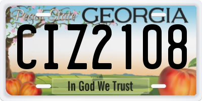 GA license plate CIZ2108