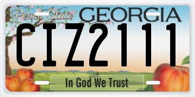 GA license plate CIZ2111