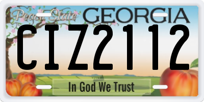 GA license plate CIZ2112