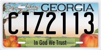 GA license plate CIZ2113