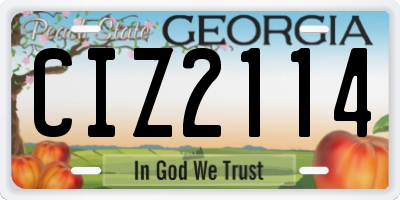 GA license plate CIZ2114