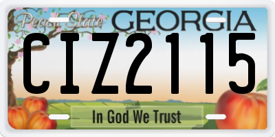 GA license plate CIZ2115