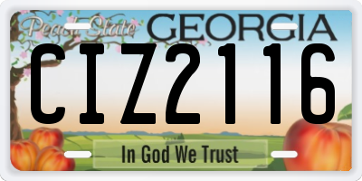 GA license plate CIZ2116