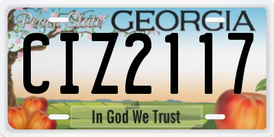 GA license plate CIZ2117