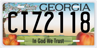 GA license plate CIZ2118