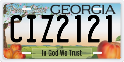 GA license plate CIZ2121