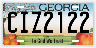 GA license plate CIZ2122