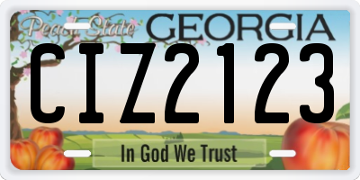 GA license plate CIZ2123