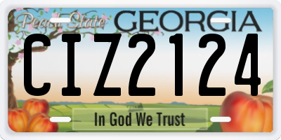 GA license plate CIZ2124