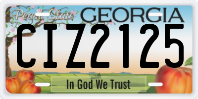 GA license plate CIZ2125