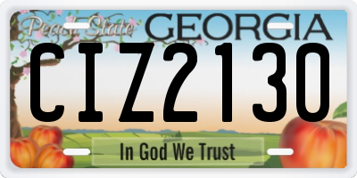 GA license plate CIZ2130